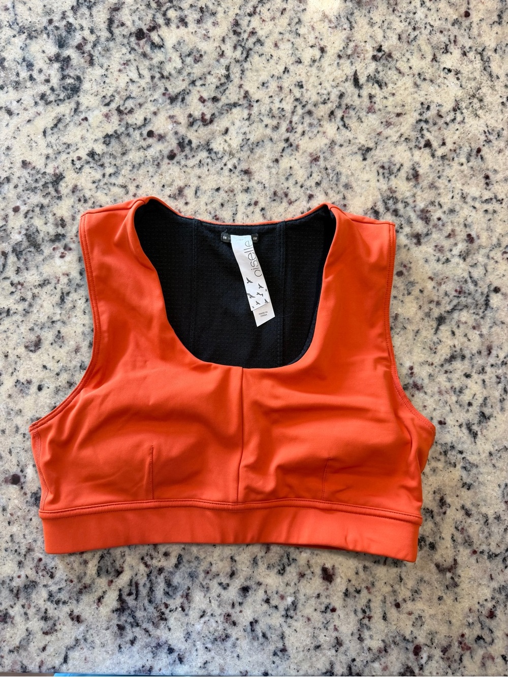 Oiselle orange flyout bra